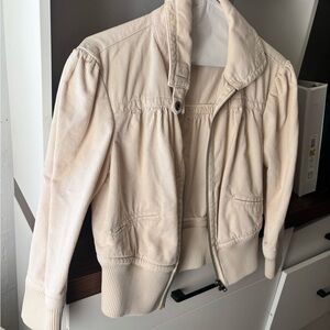 Light Beige Corduroy Zip Jacket